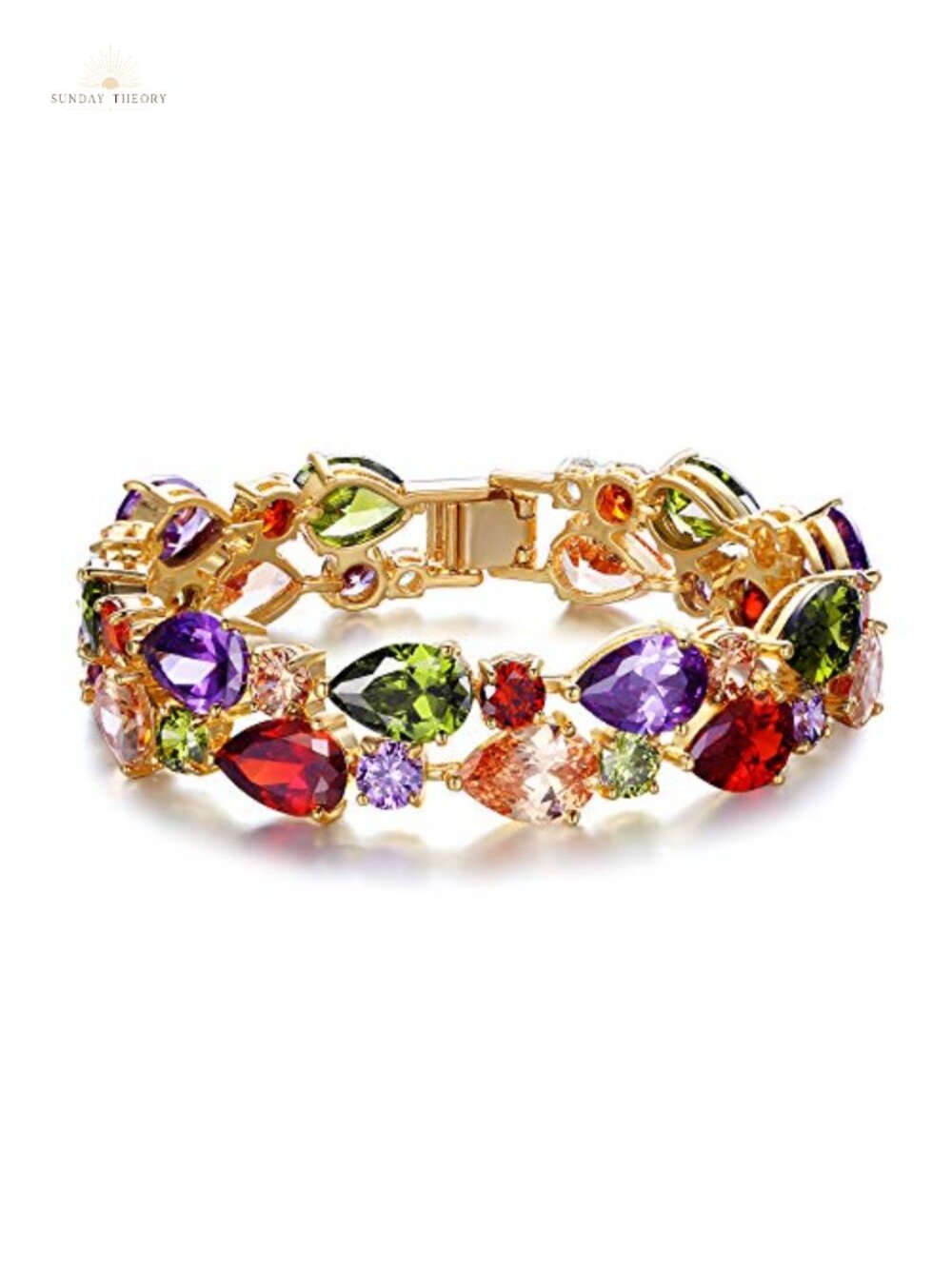Gold Plated Brass Cubic Zirconia Dual Layer Drop Tennis Bracelet